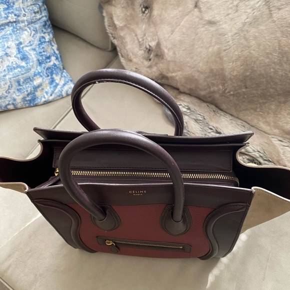 CELINE Tricolor luggage bag leather and suede Mini - Picture 7 of 16